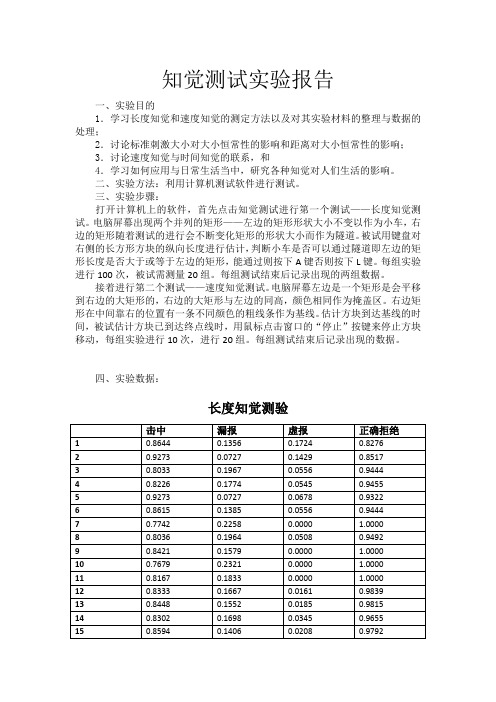 知觉测试实验报告