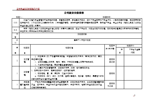 各种安全检查表