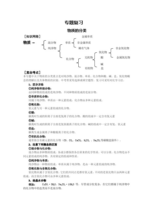 专题复习物质的分类