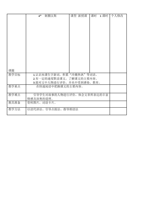 最新小学语文版S版六年级语文上册 4(教案)刺猬汉斯教案1