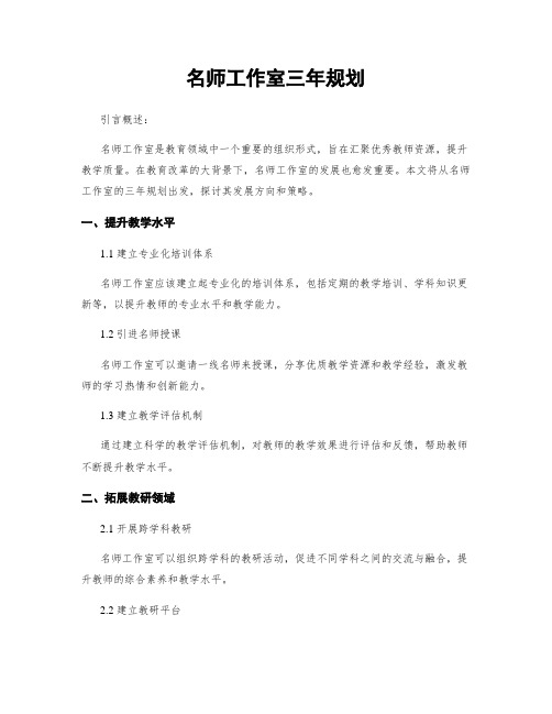 名师工作室三年规划