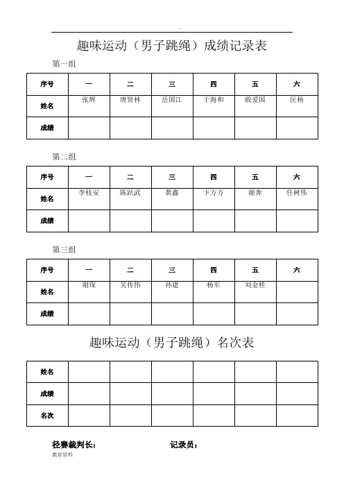 成绩记录表(趣味运动会)