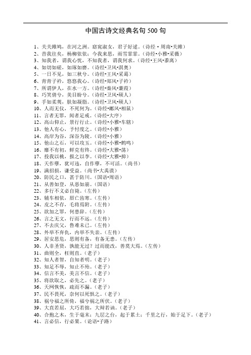 古诗文经典名句400句