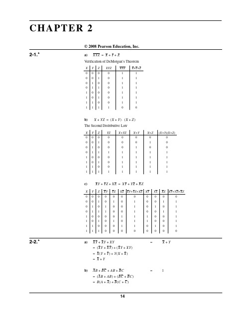 逻辑与计算机设计基础（第四版）答案chapter2