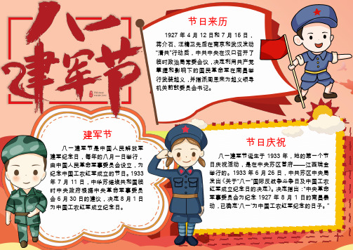 精选word模板:八一建军节小报手抄报Word模板
