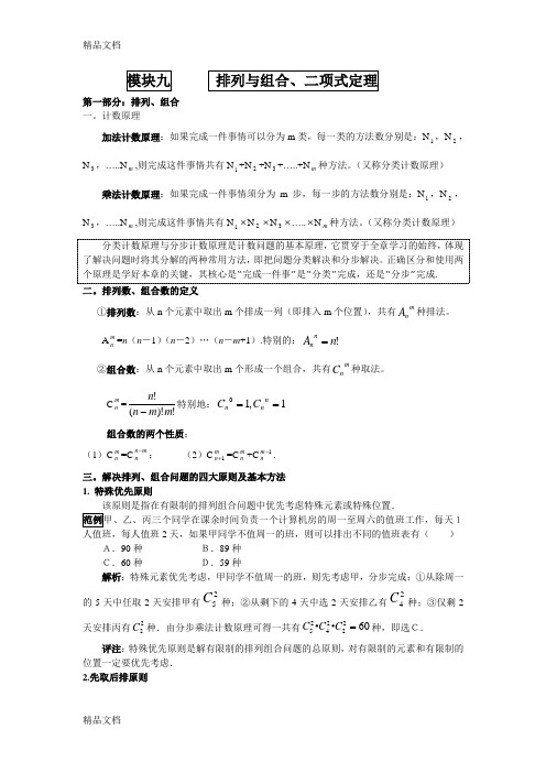 高中数学排列组合知识讲解