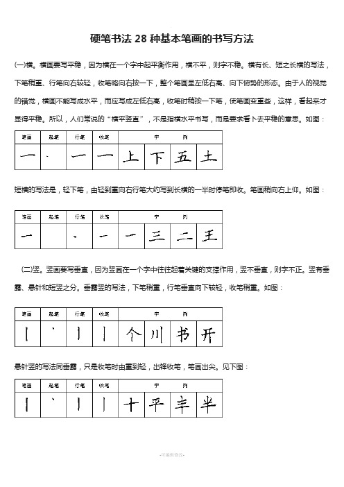 硬笔书法28种基本笔画的书写方法