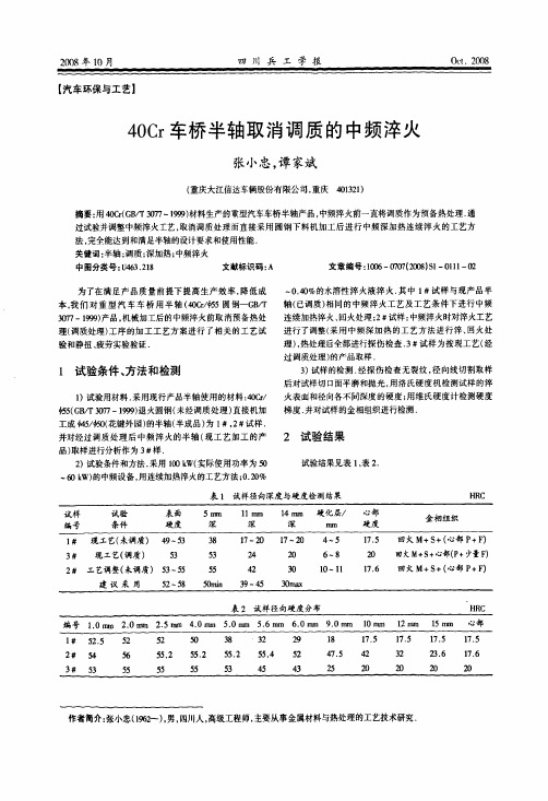 40Cr车桥半轴取消调质的中频淬火