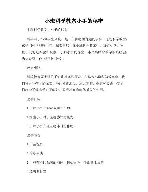 小班科学教案小手的秘密