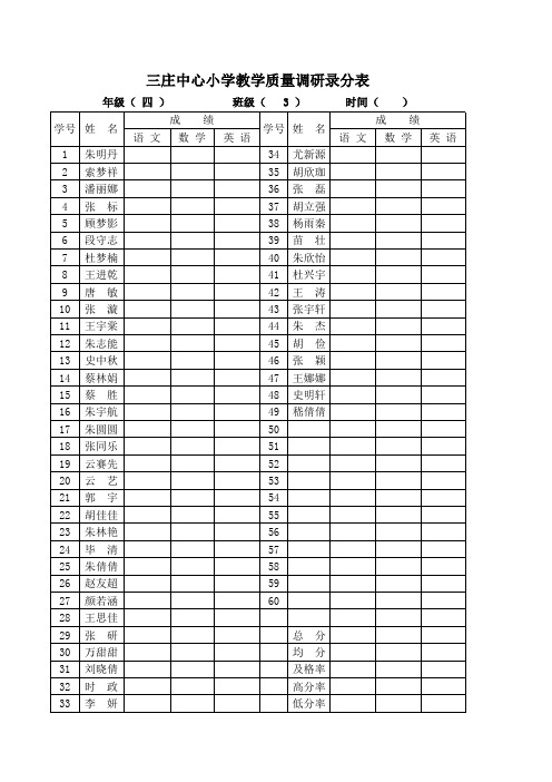 班级录分表(样)