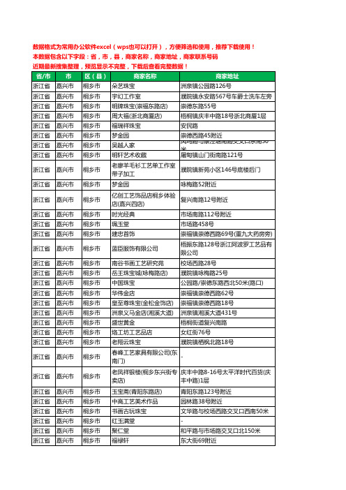 2020新版浙江省嘉兴市桐乡市工艺品工商企业公司商家名录名单联系电话号码地址大全249家