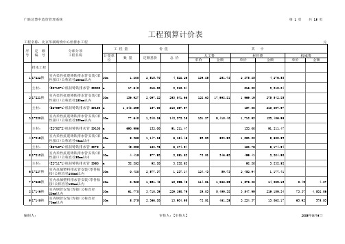 给排水预算实例