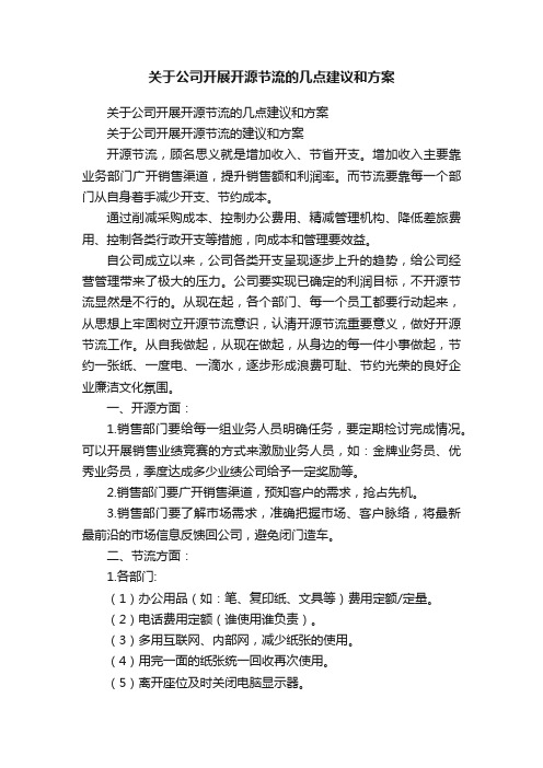 关于公司开展开源节流的几点建议和方案