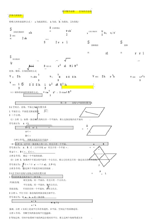 数学必修二知识点归纳