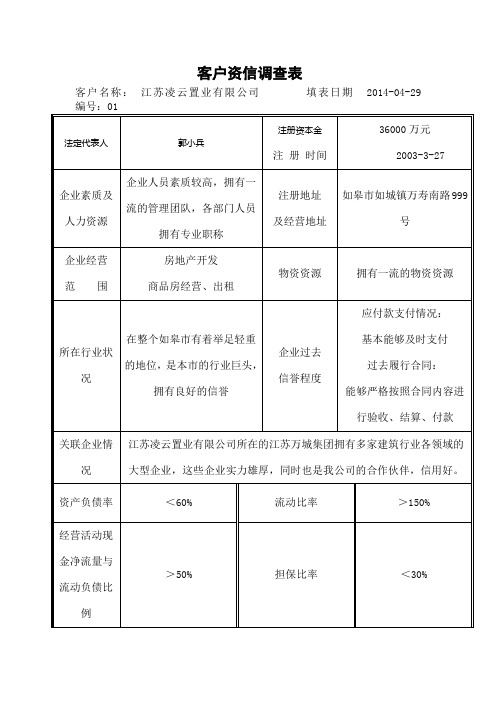 客户资信调查表