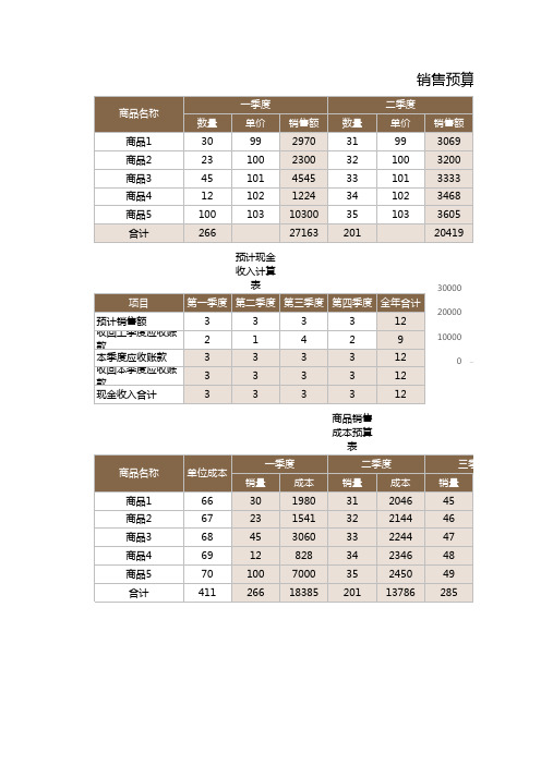 销售业绩表(预算表)(2021年)