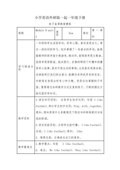 小学英语外研版一起一年级下册M9