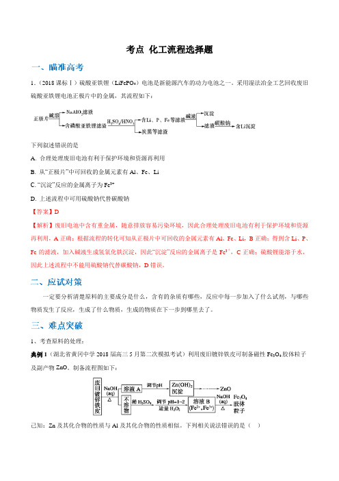 高考物理考点 化工流程选择题(解析版)