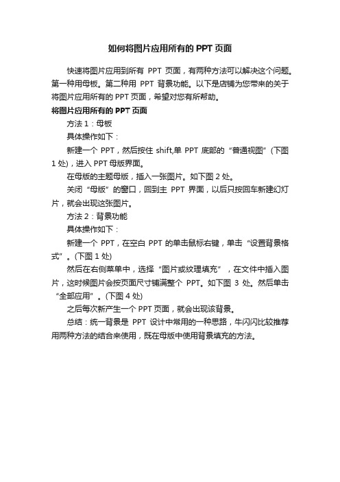 如何将图片应用所有的PPT页面