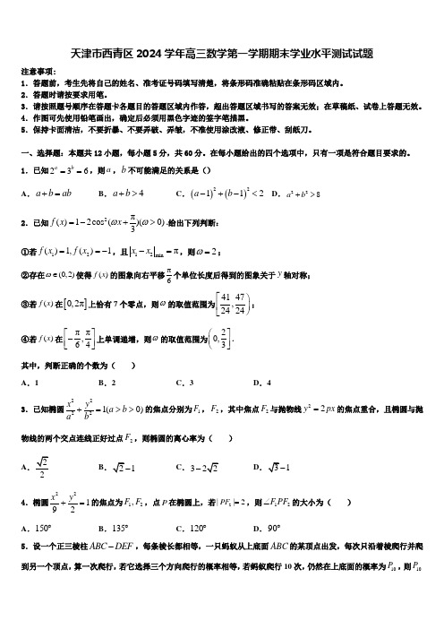 天津市西青区2024学年高三数学第一学期期末学业水平测试试题含解析