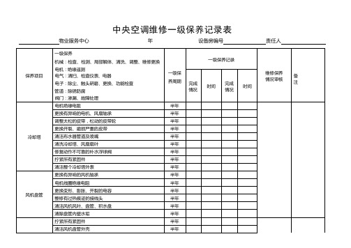 中央空调维修一级保养记录表