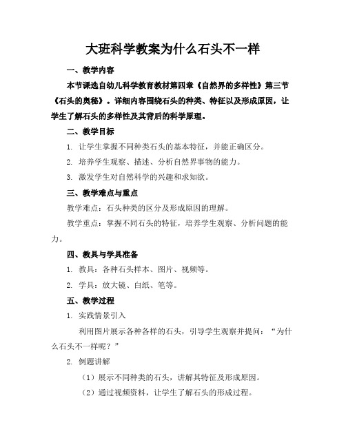 大班科学教案为什么石头不一样