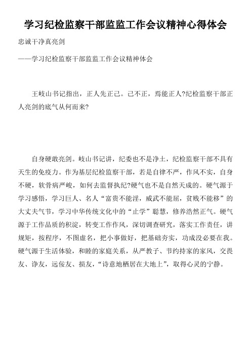 学习纪检监察干部监监工作会议精神心得体会doc