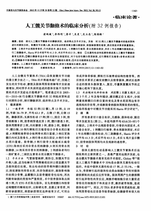 人工髋关节翻修术的临床分析(附32例报告)