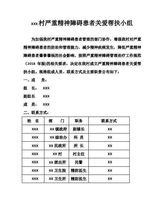 XXX村严重精神疾病患者关爱帮扶小组 - 副本 (2)