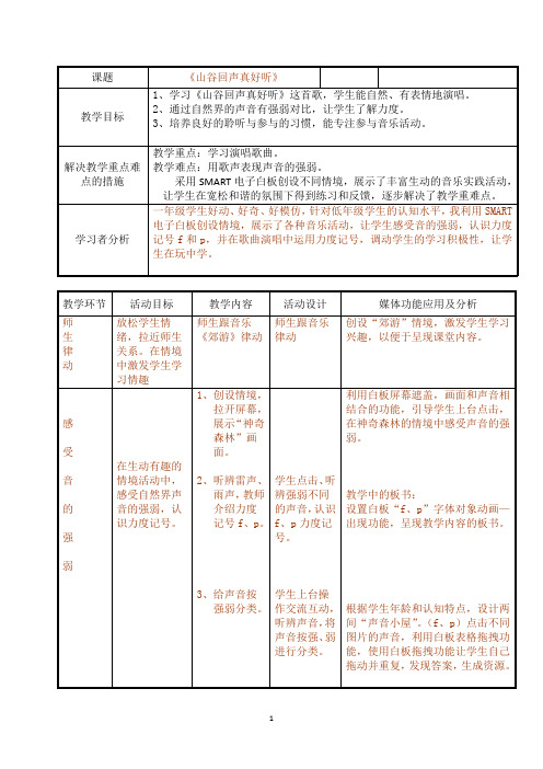 一年级下册音乐教案- 第五课 山谷回声真好听｜湘艺版  