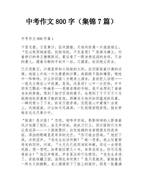 中考作文800字(集锦7篇)