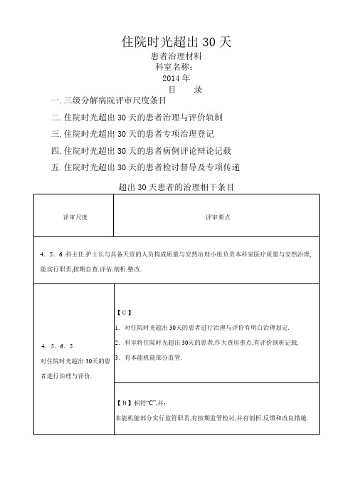 住院超过30天患者管理记录本 