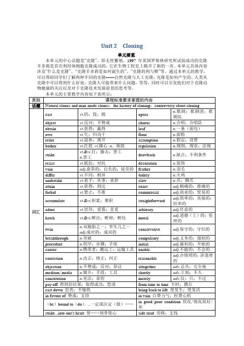 高二英语人教版选修8教案：Unit2CloningPeriod1 Word版含解析