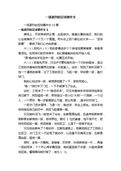 一场激烈的足球赛作文13篇