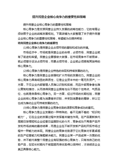 提升民营企业核心竞争力的重要性和策略