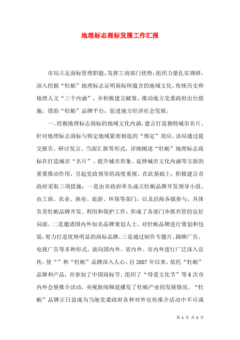 地理标志商标发展工作汇报