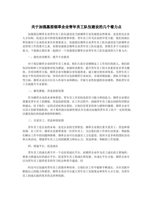 关于加强基层烟草企业青年员工队伍建设的几个着力点