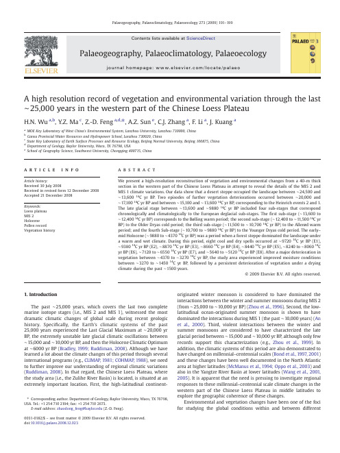 A high resolution record of vegetation and environmental variation