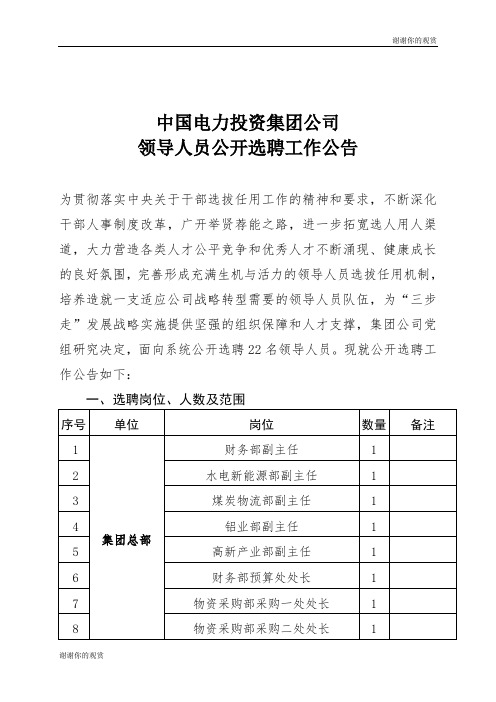 中国电力投资集团公司领导人员公开选聘工作公告.doc