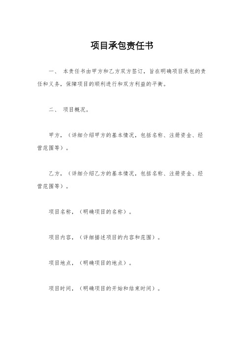 项目承包责任书