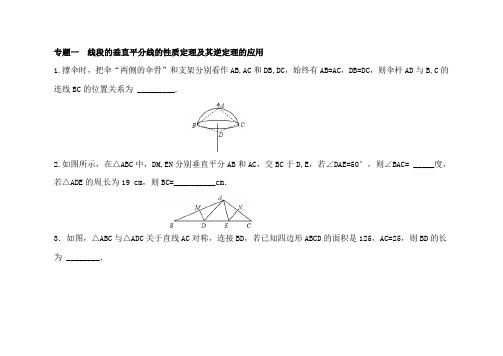 翼教版八年级数学上册第十六章专题练习线段的垂直平分线