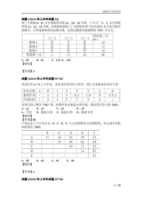 软考系统分析师题目汇总19.数学与经济管理