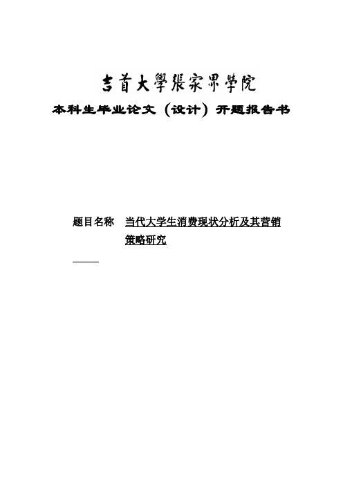 当代大学生消费现状分析及其营销策略研究开题报告