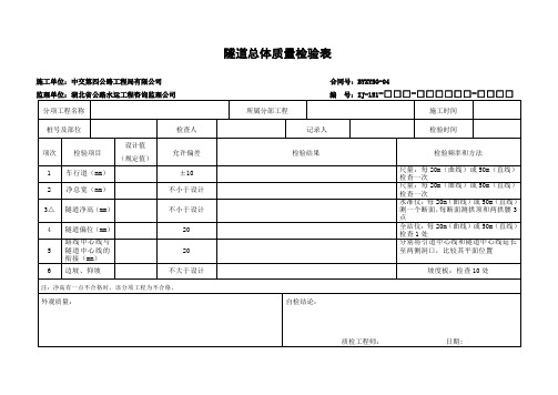 隧道资料填写空白表