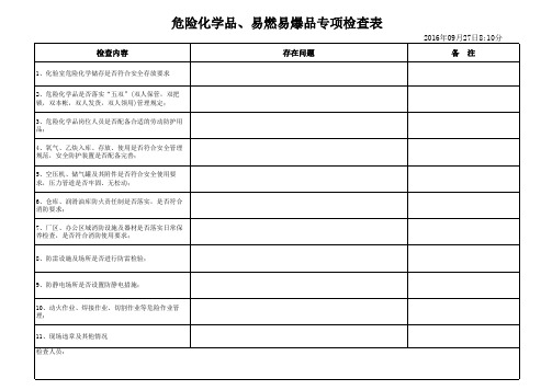 危险化学品、易燃易爆品检查表