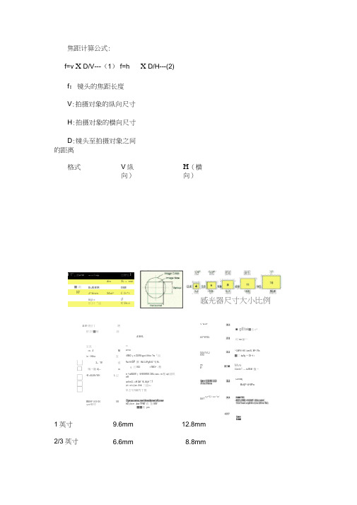 焦距计算公式