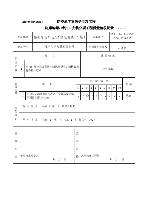 防爆地漏、清扫口安装分项工程质量验收记录