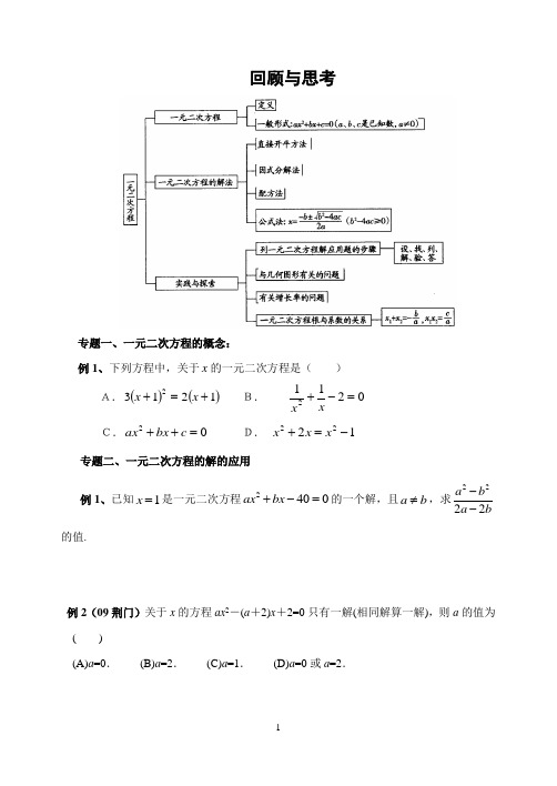 一元二次方程整章复习总结_辅导讲座(含答案)