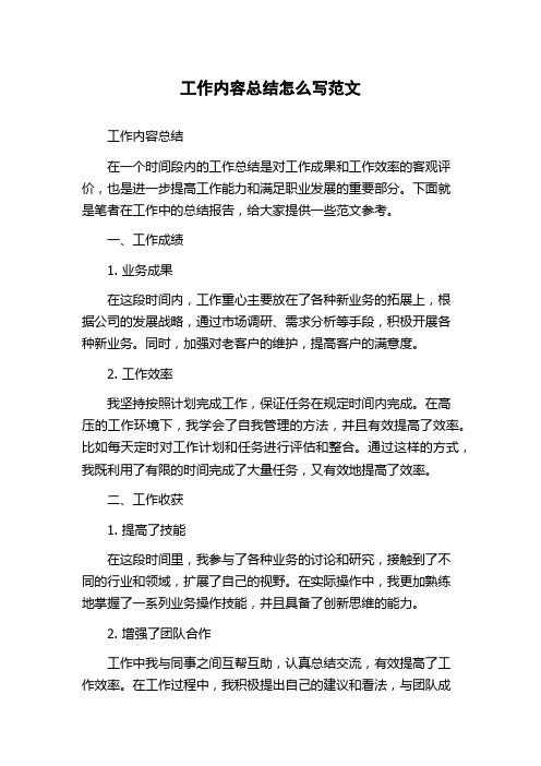 工作内容总结怎么写范文