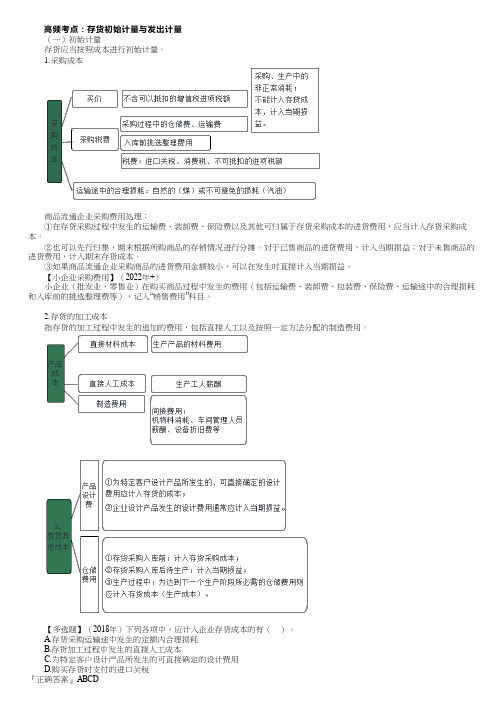 2023初级会计实务存货初始计量与发出计量